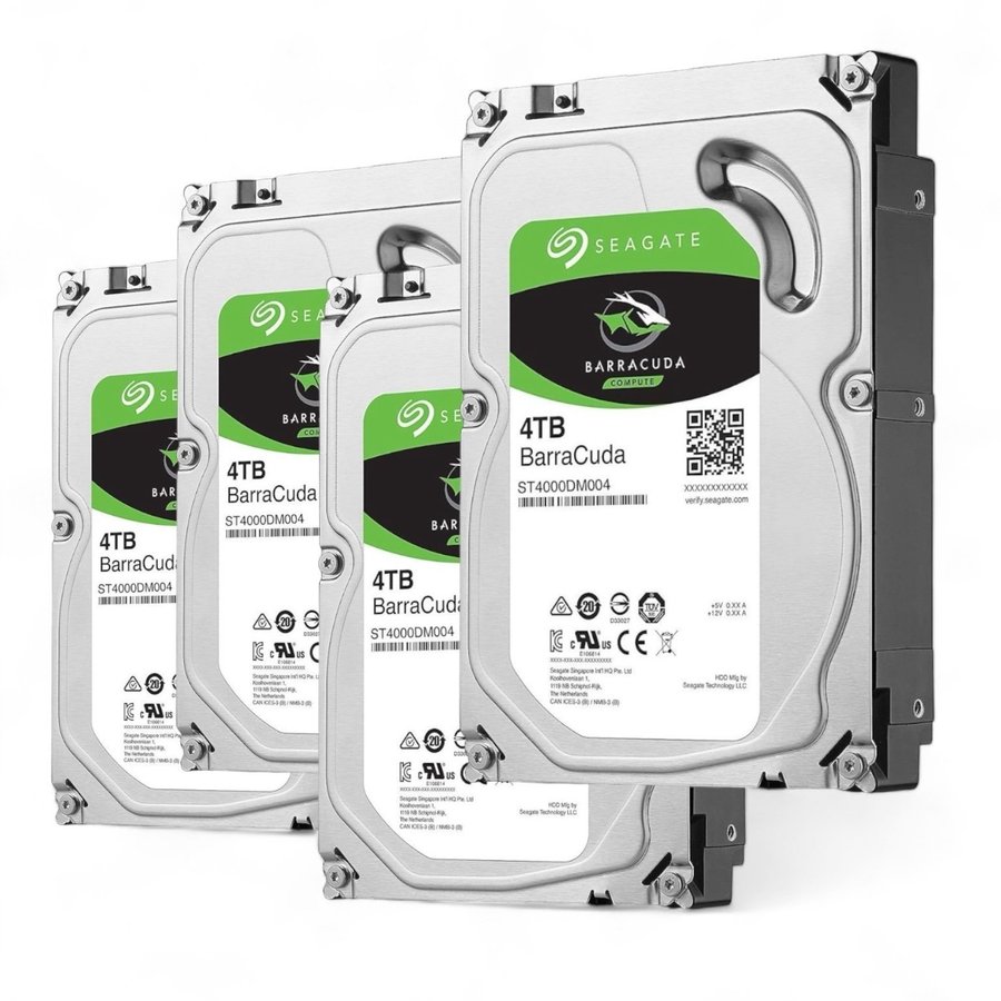 NYA 4 st Äkta Seagate BarraCuda 4TB hårddisk HDD 35" SATA 6Gb/s 5400RPM Garanti