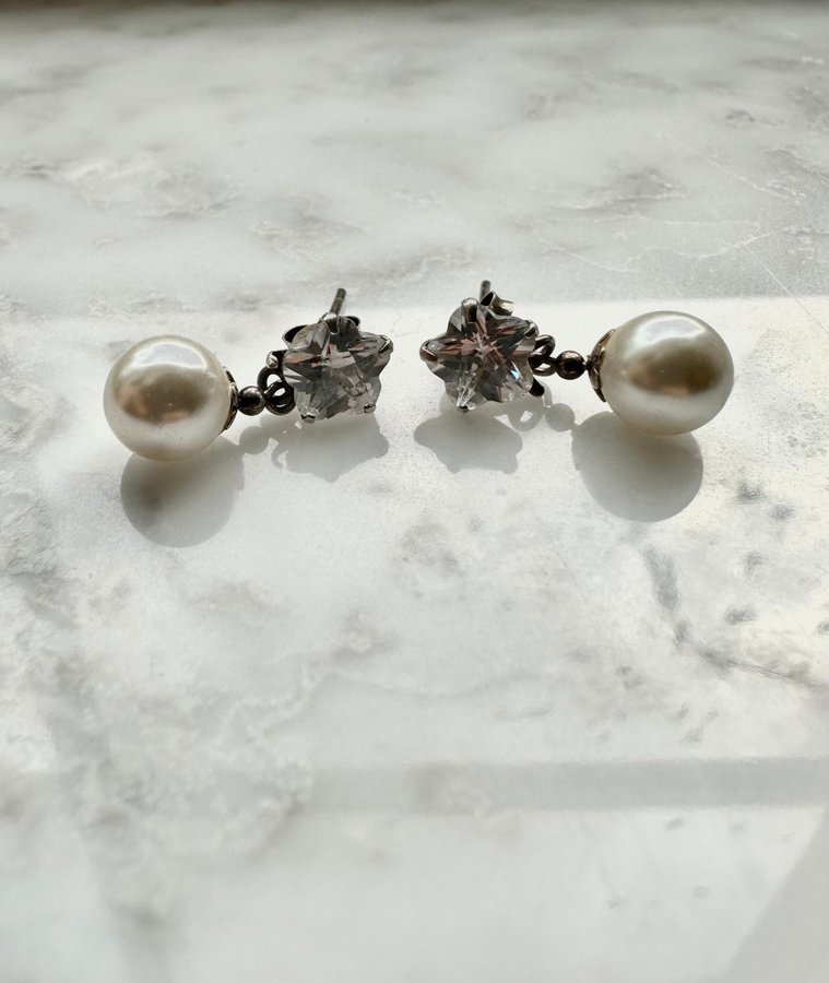 Äkta silverörhänge (925) med pärla och sten