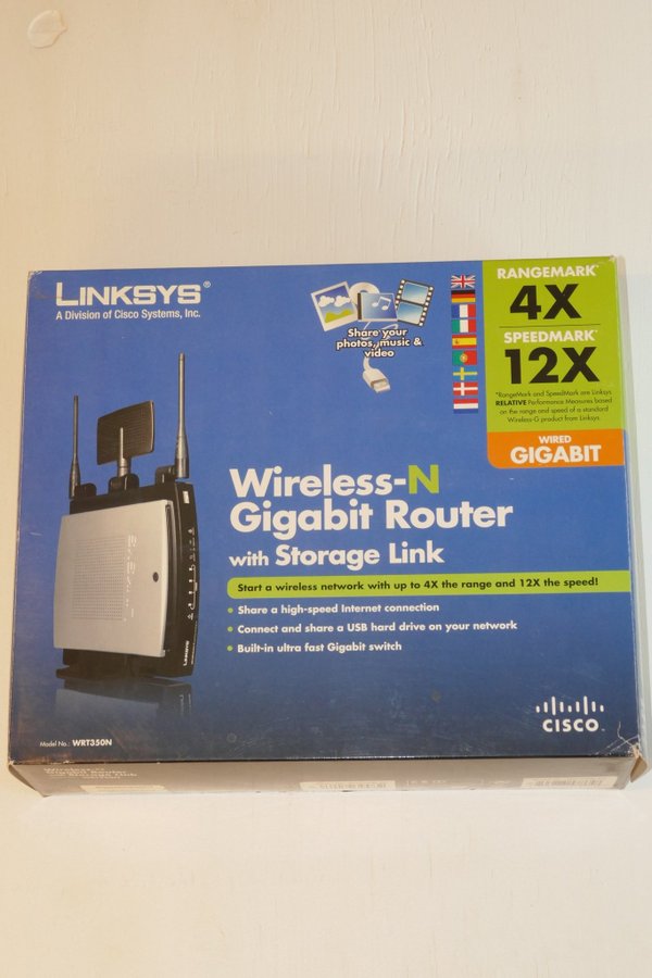 Router Cisco Linksys WRT350N v2, trådlös, OpenWRT