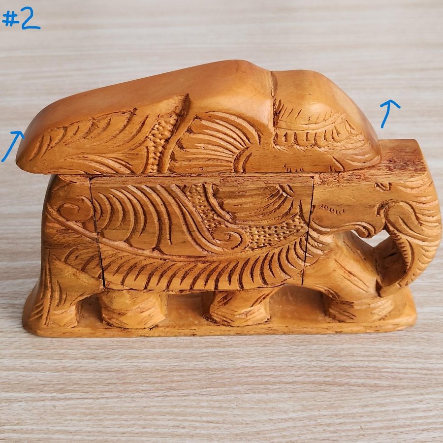 Wooden Elephant Puzzle Secret Trinket Box