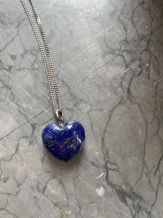 Stort HÄNGE hjärta och halsband ca 9 gram LAPIZ LAZULI Kristall Sten Naturlig