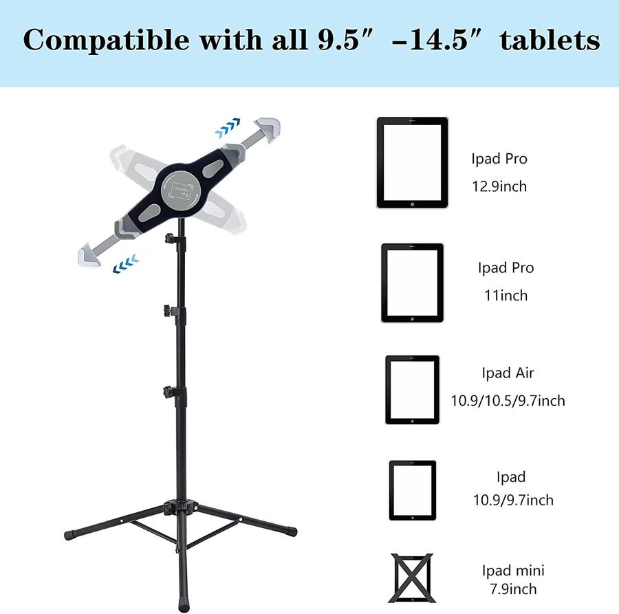 NYTT Universal tripodstativ för iPad + andra surfplattor | 10-14" | Nypris 429kr