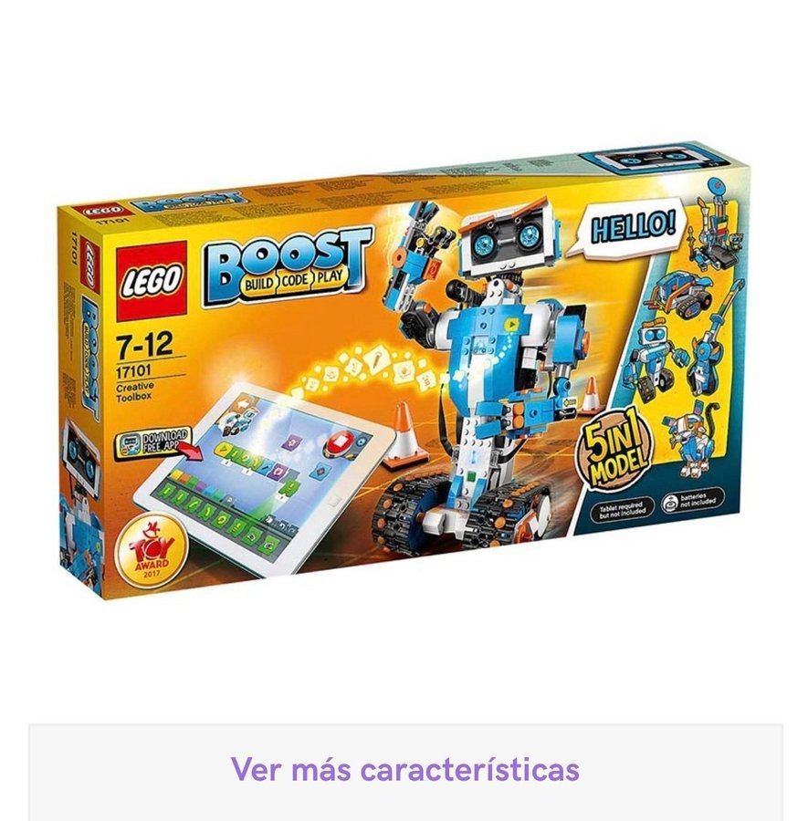 LEGO BOOST nr: 17101 Creative Toolbox ca: 700 gr Ca: 29x18x15 cm