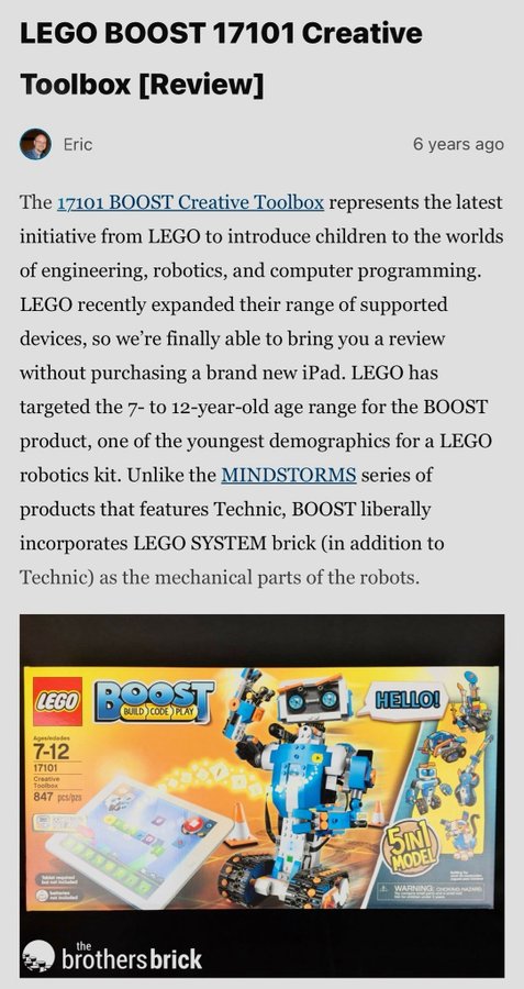 LEGO BOOST nr: 17101 Creative Toolbox ca: 700 gr Ca: 29x18x15 cm