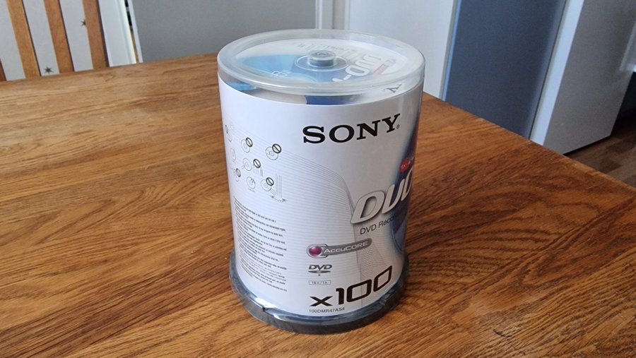 Nya Oanvända Och Inplastade SONY DVD-R Tomma Skivor För DVD-bränning 100-Pack