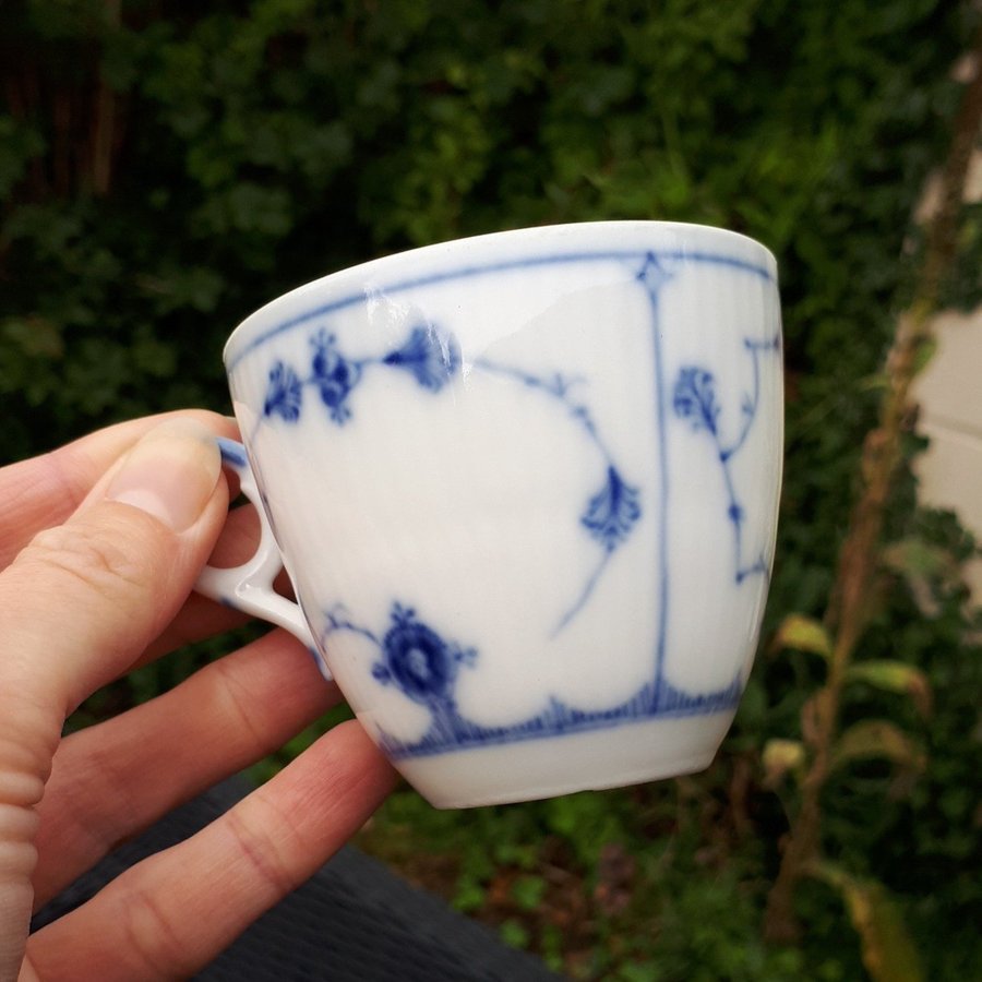 ! Very Old Blue Fluted Royal Copenhagen Coffee Cup 6cm +Saucer No80 Musselmalet