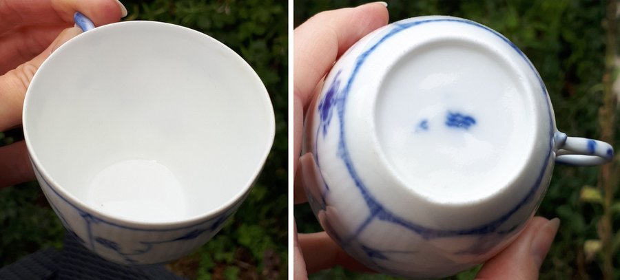 ! Very Old Blue Fluted Royal Copenhagen Coffee Cup 6cm +Saucer No80 Musselmalet