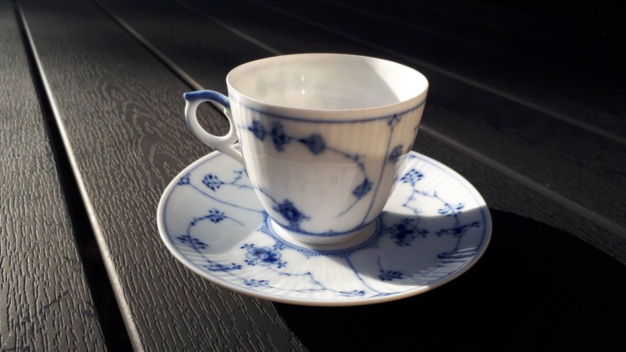 ! Very Old Blue Fluted Royal Copenhagen Coffee Cup 6cm +Saucer No80 Musselmalet