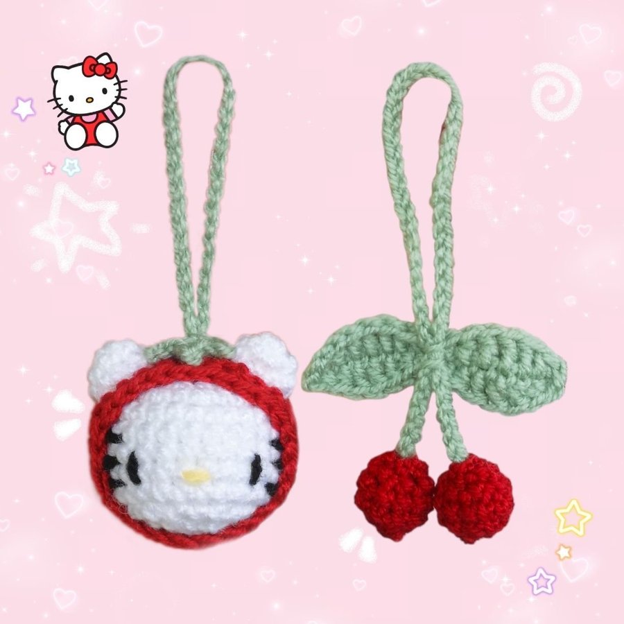 Kawaii Hello Kitty Röd Körsbär Sanrio Dekoration