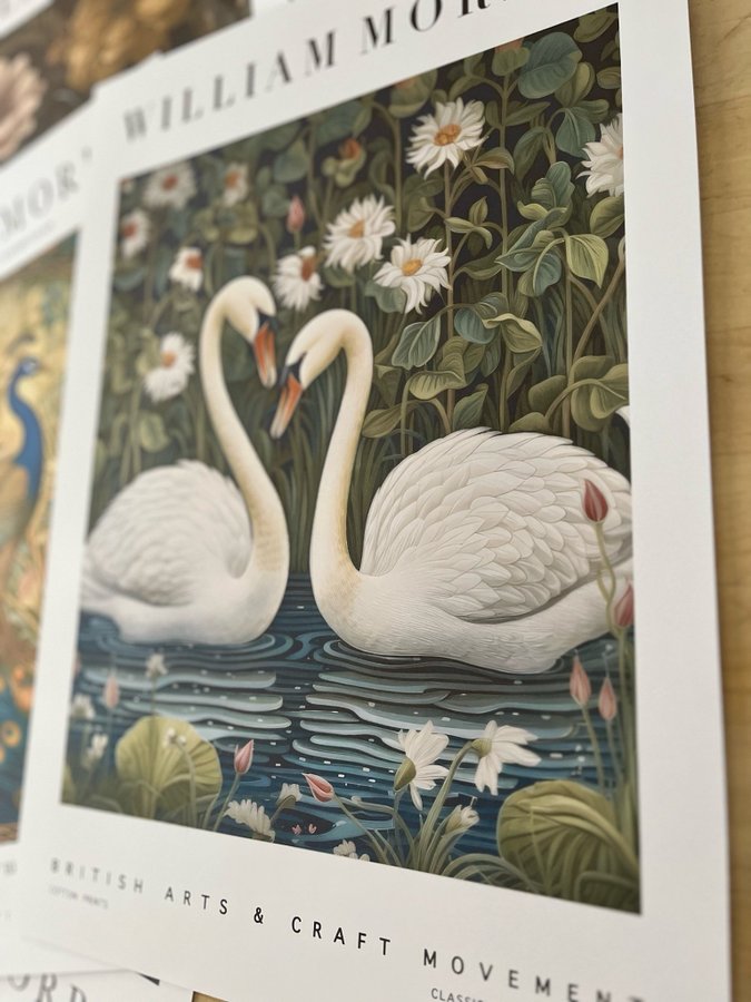 Poster A3 William Morris stil ”Feathered Love"