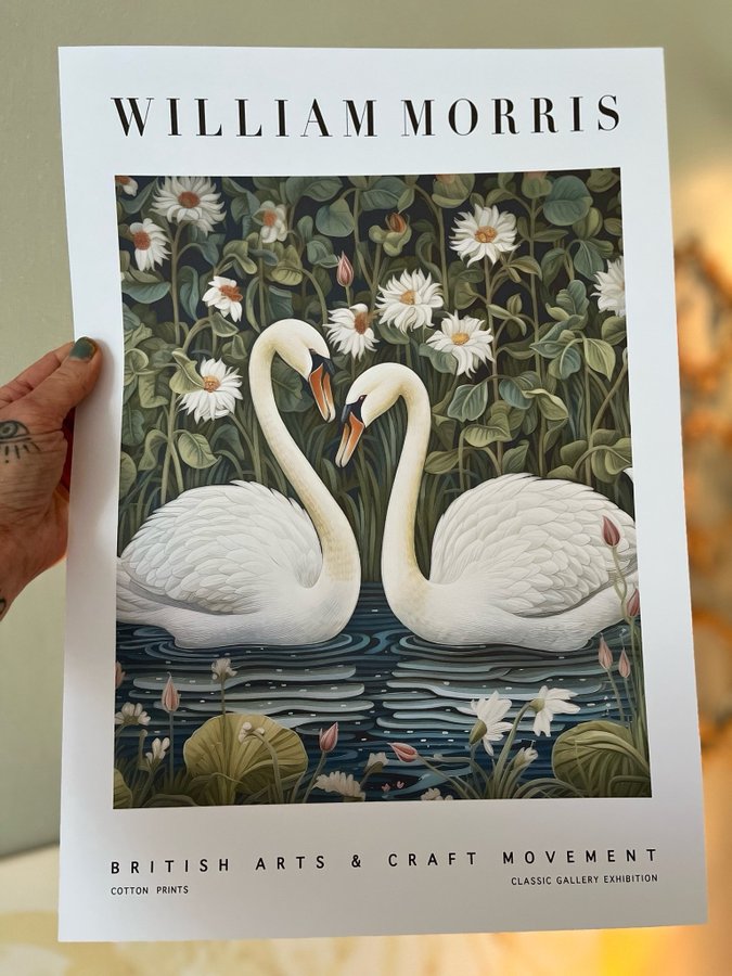 Poster A3 William Morris stil ”Feathered Love"