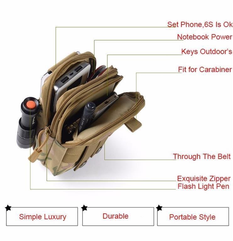 Svart Bältesväska Militär stil starkt nylon fodral Tactical Waist väska