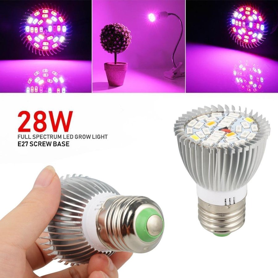 2st E27 LED Växtlampa Växtbelysning Fullt Spektrum 28W