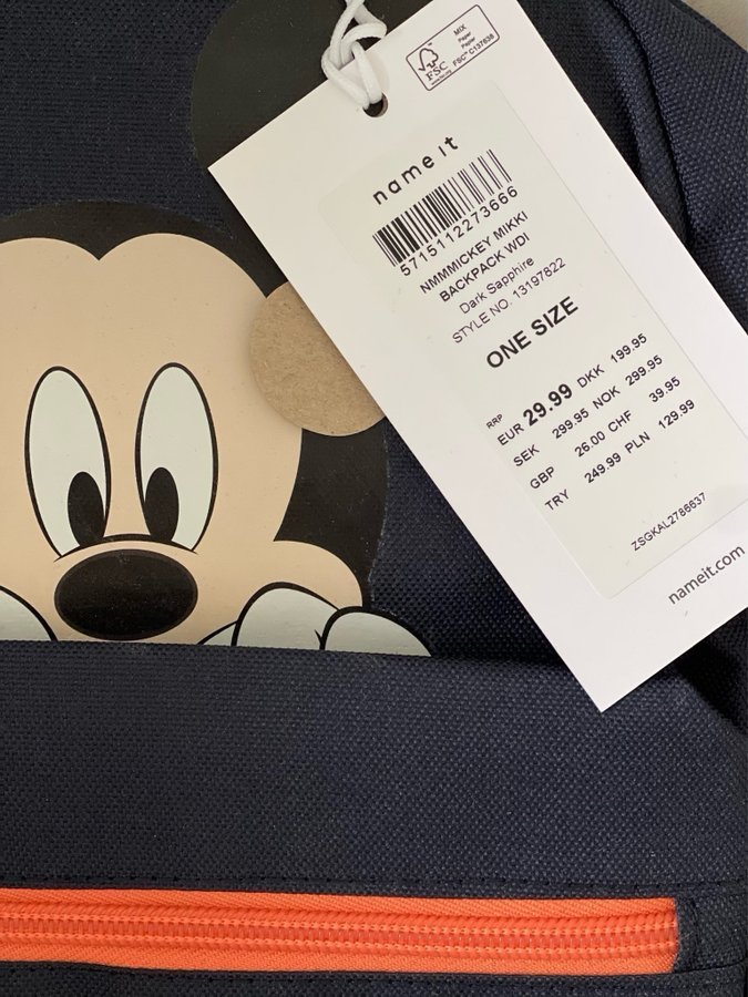 Disney Helt Ny Mickey Mouse Ryggsäck från Name It Musse