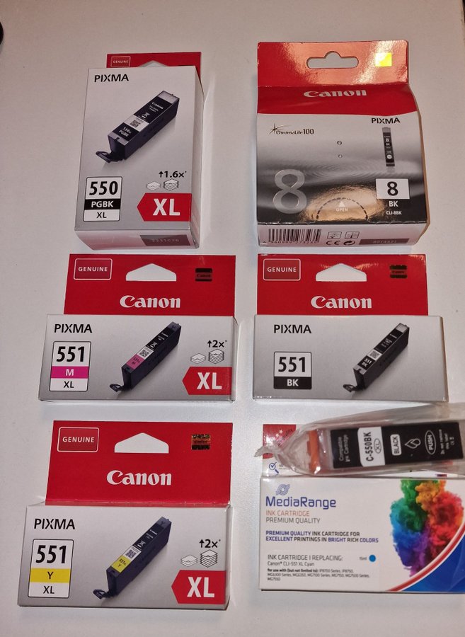 Canon pixma bläckpatroner 5st 550pgbk 551 551xl 8bk