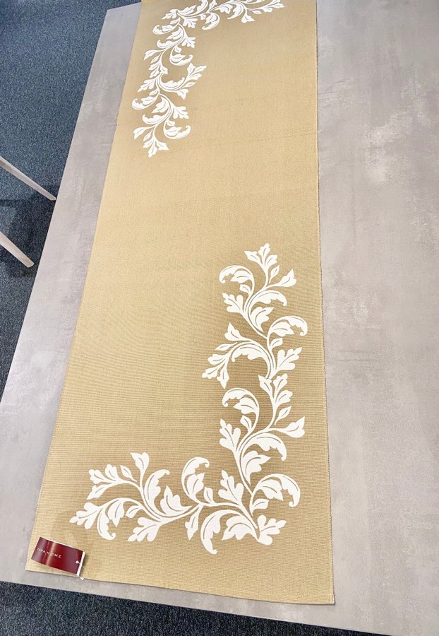 ZARA HOME Bordslöpare 50x160cm Beige med vitt blad Mönster 100% Bomull