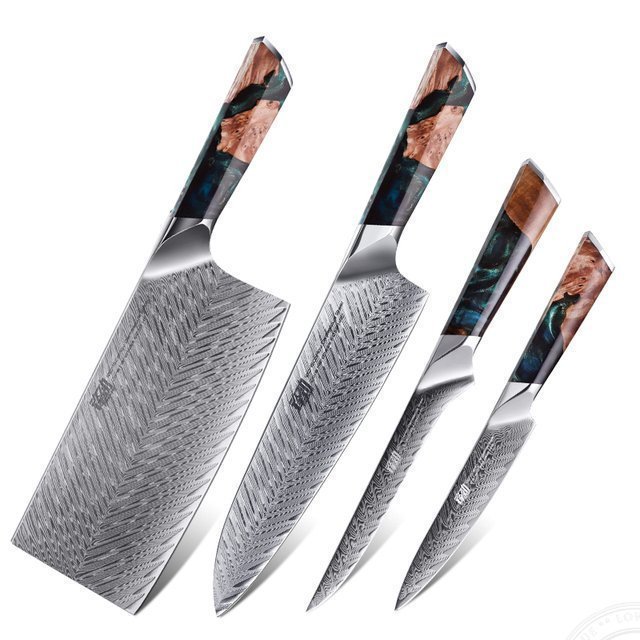 ny kniv damaskus kniv kökskniv proffskniv 4 DELAR - A0790