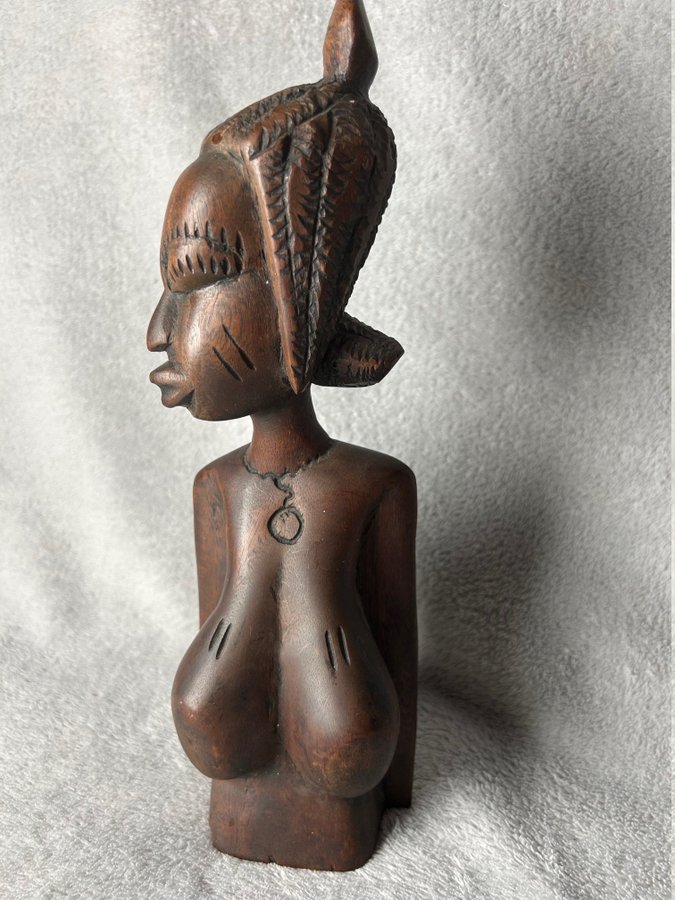 Bystig Dam Afrikansk Konst Träskulptur Kvinna Etno