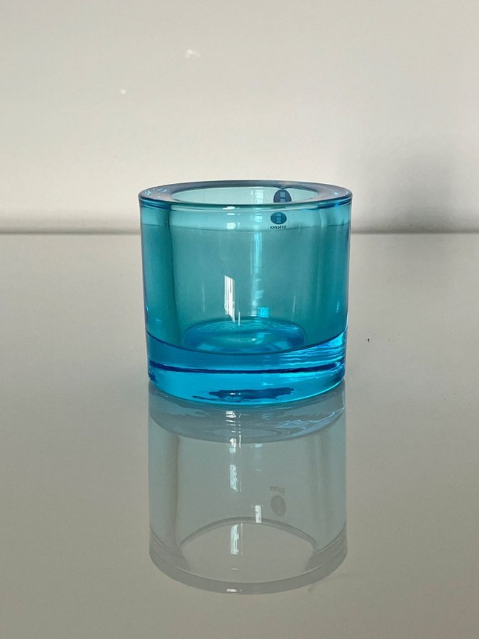 Iittala Kivi ljuslykta blått glas 60 mm som ny