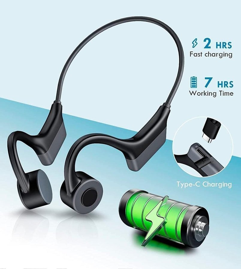 NYA Sporthörlurar med Bluetooth 50 | On-ear | USB-C 7hr speltid |