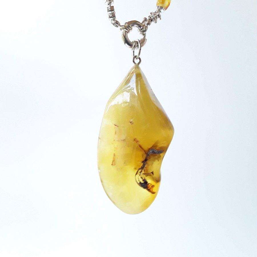 Big yellow Baltic amber gemstone pendant necklace large raw stone honey pendant
