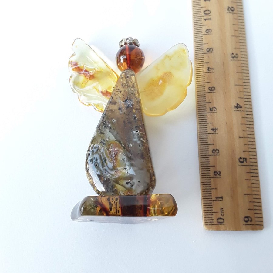 Amber ANGEL figurine Small statue of an angel Gemstone amber guardian angel