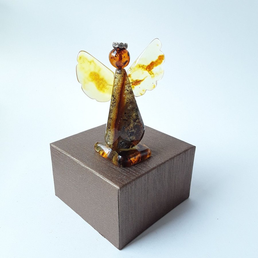 Amber ANGEL figurine Small statue of an angel Gemstone amber guardian angel