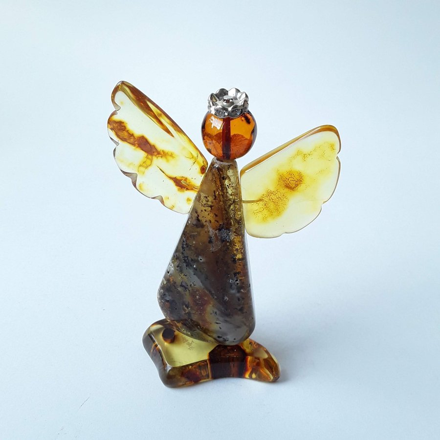 Amber ANGEL figurine Small statue of an angel Gemstone amber guardian angel