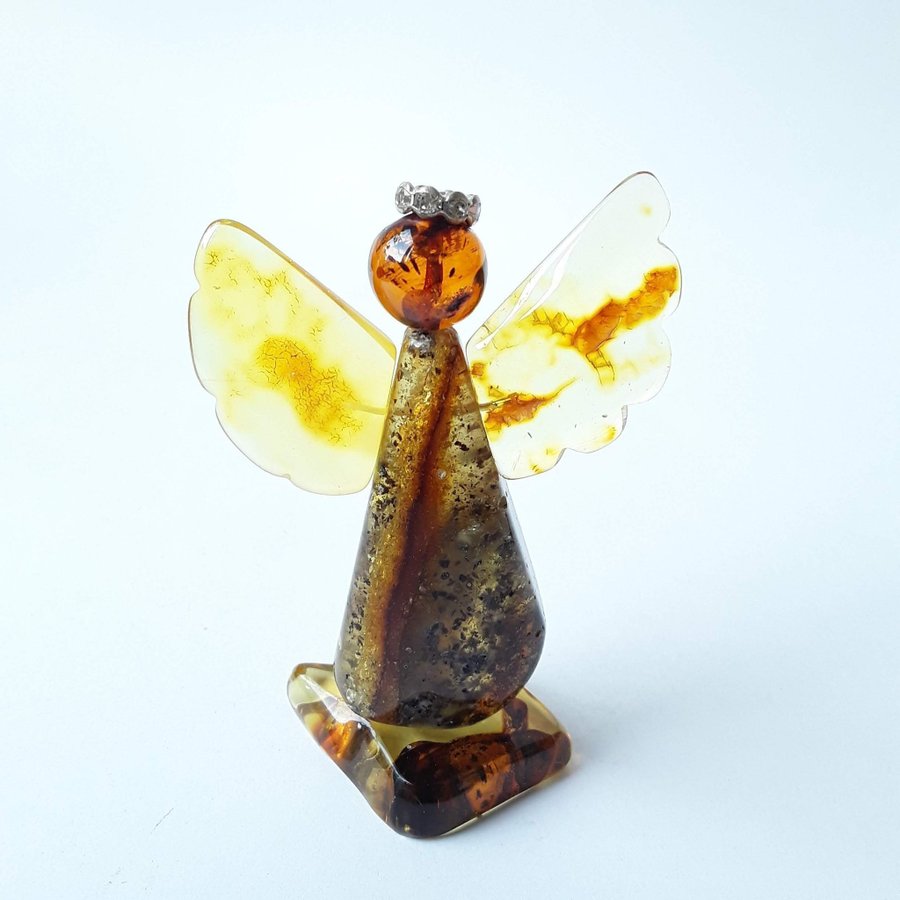 Amber ANGEL figurine Small statue of an angel Gemstone amber guardian angel