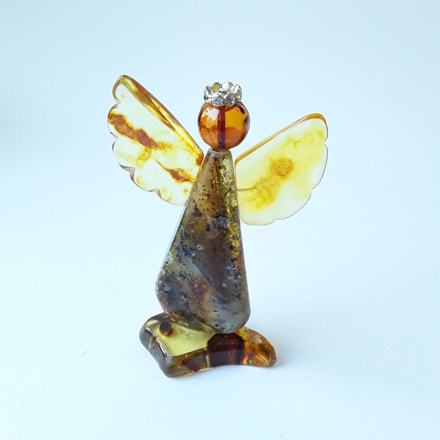 Amber ANGEL figurine Small statue of an angel Gemstone amber guardian angel