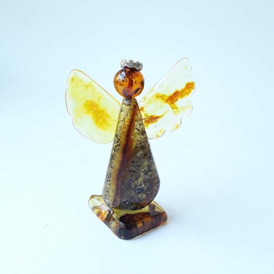 Amber ANGEL figurine Small statue of an angel Gemstone amber guardian angel