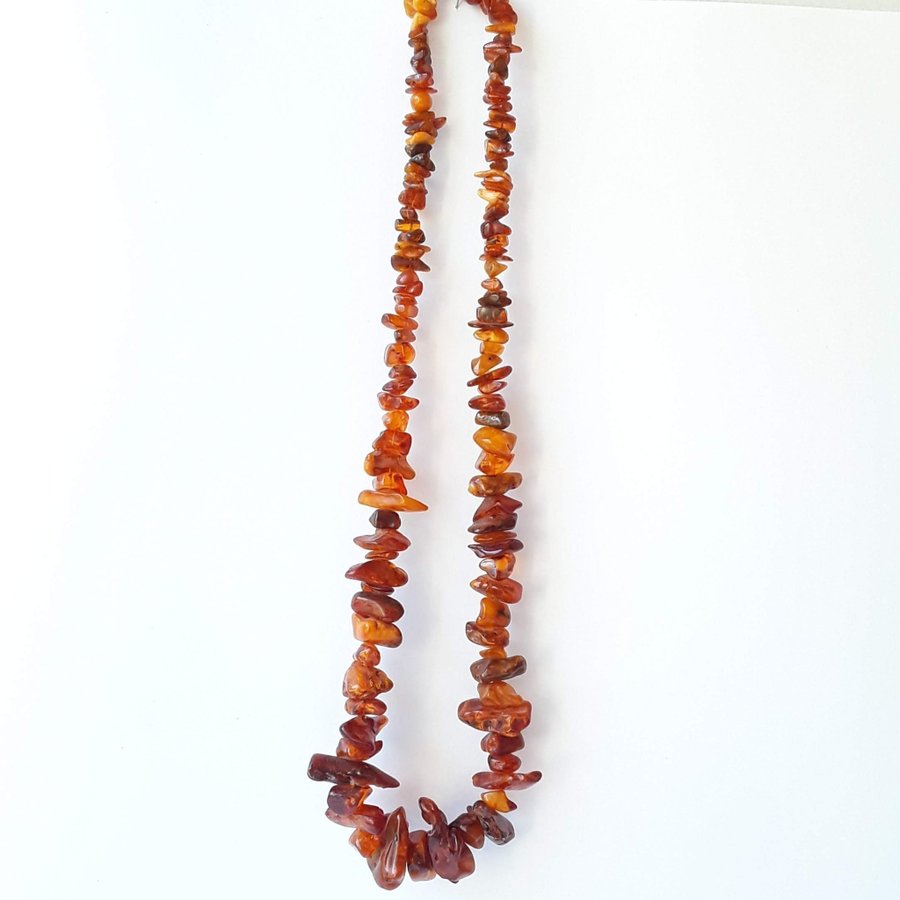 Vintage Baltic amber bead necklace Brown chunky gemstone amber long necklace