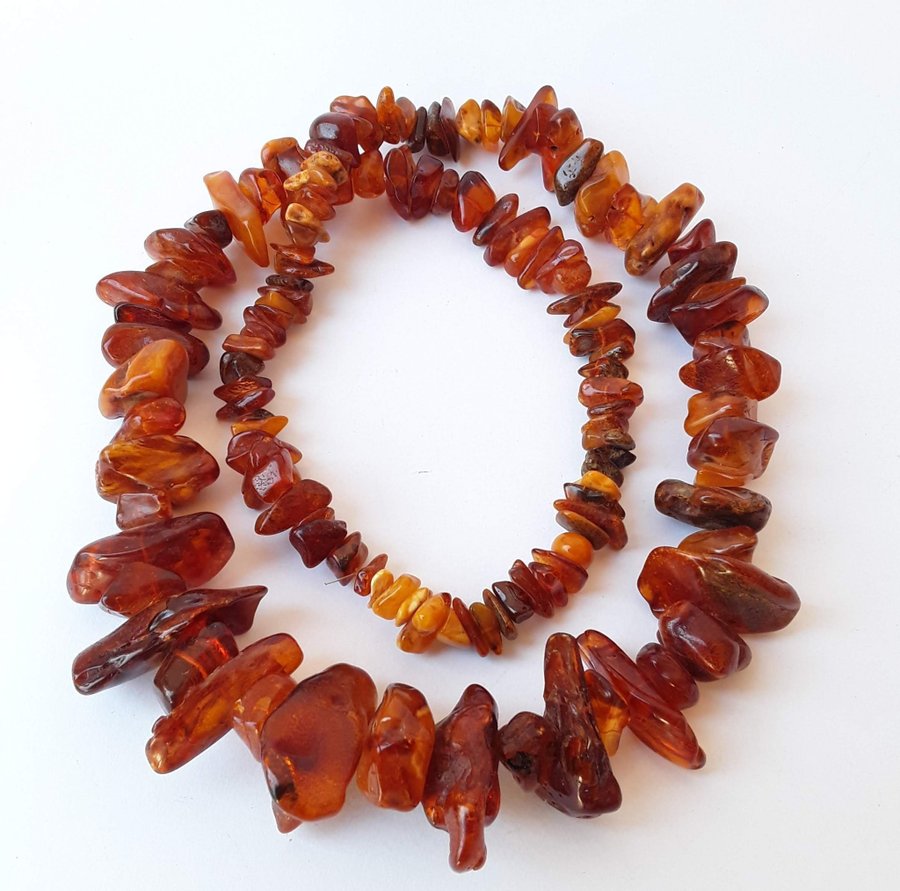 Vintage Baltic amber bead necklace Brown chunky gemstone amber long necklace