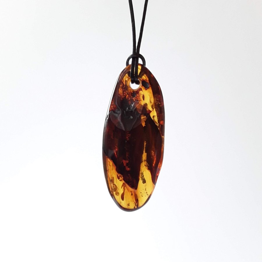 Baltic amber gemstone brown pendant necklace Cognac amber stone unisex jewelry