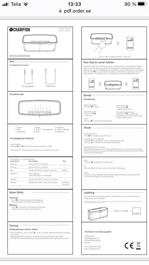 Champion bluetooth högtalare