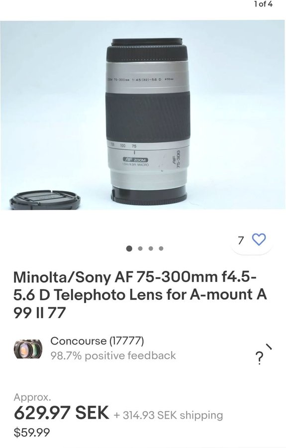 Minolta AF Zoom 75-300mm f45-56 D Objektiv