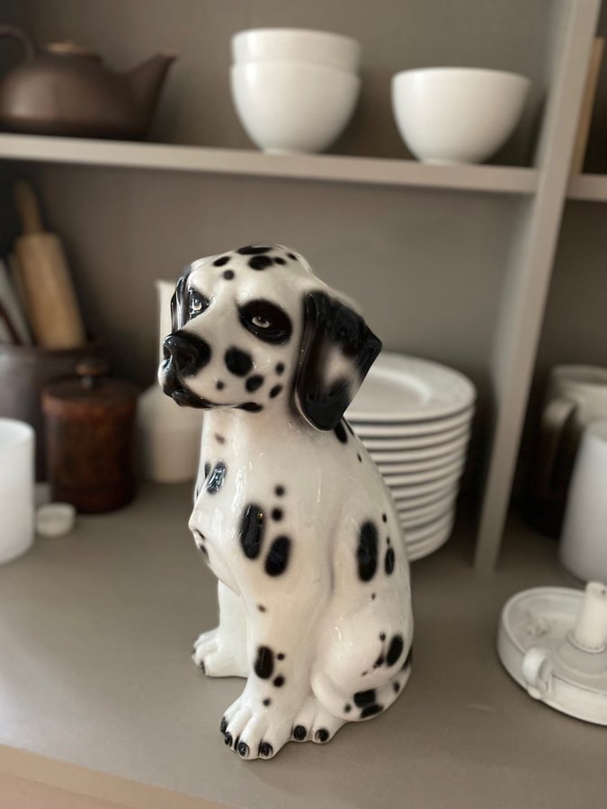 Vacker större Porslinsfigur Dalmatiner hund figurin 32cm