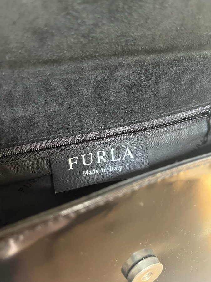 Vintage Svart Skinnväska Svart Furla 90’s