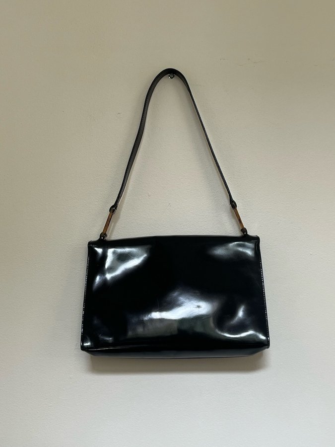 Vintage Svart Skinnväska Svart Furla 90’s