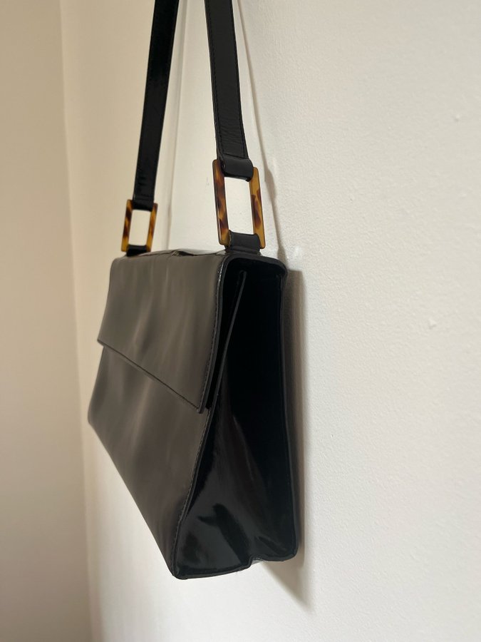 Vintage Svart Skinnväska Svart Furla 90’s