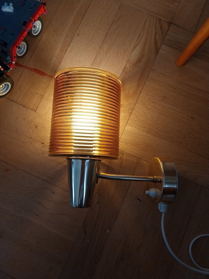 Vägglampa glas och mässing ASEA retro