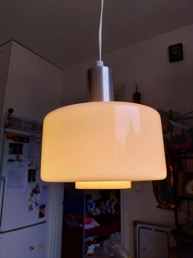 Taklampa glas och metal retro 70tal