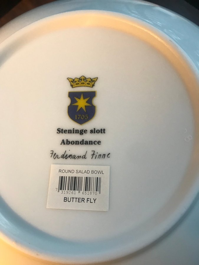 Round Salad Bowl Steninge Slott Abondance " BUTTER FLY " 1703