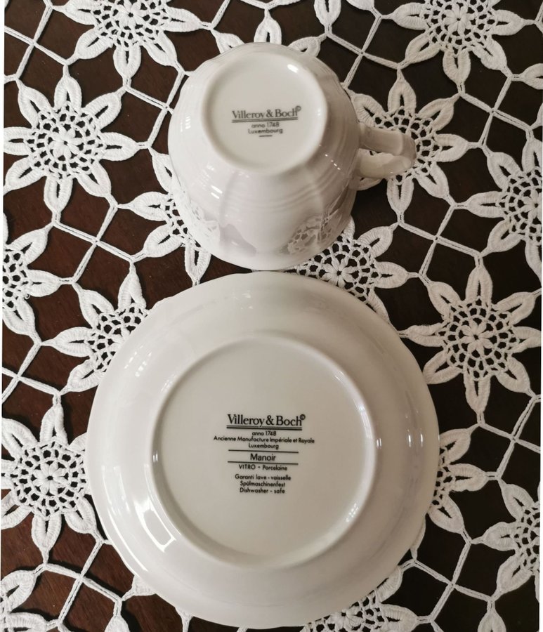 2 st Kaffekoppar / Tekoppar / Koppar / med fat / Villeroy  Boch / Manoir