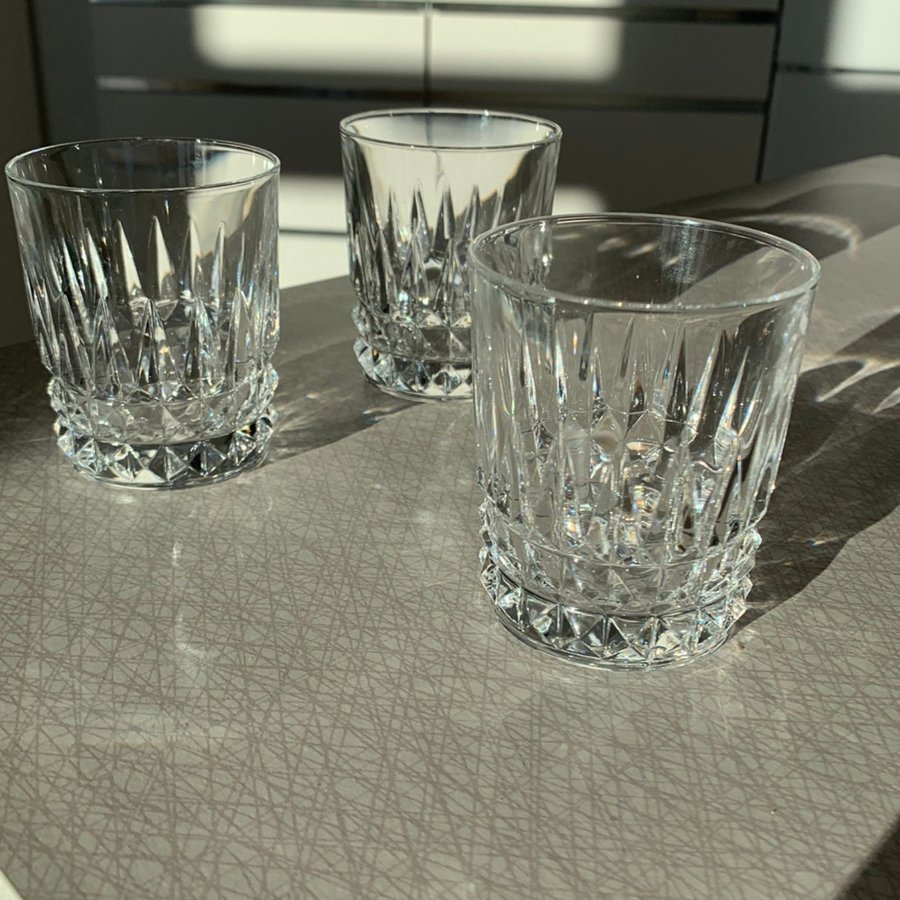 3 st "Pompadoures” glas Cristal d´Arques Frankrike Selterglas vattenglas