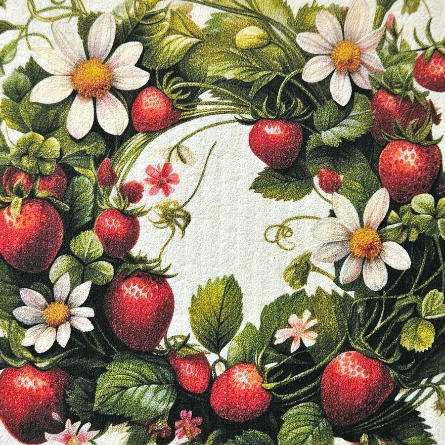 Disktrasa wettex duk med tryck jordgubbar kransen sommar bröllopspresent