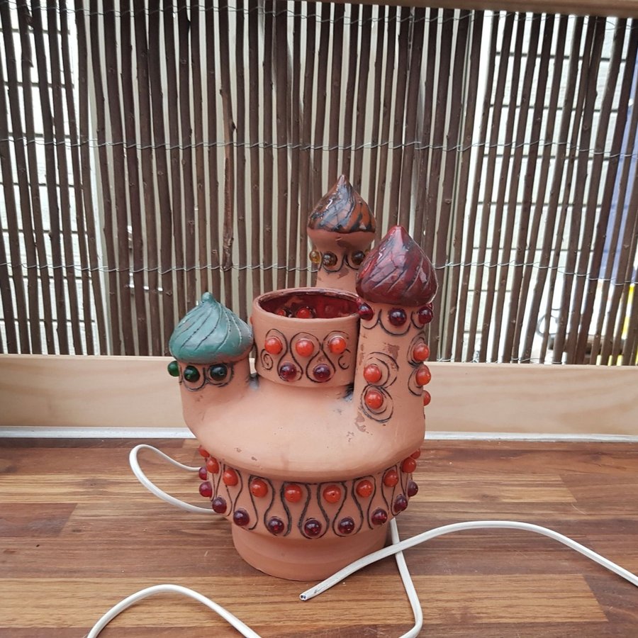 Äldre unik Lampa keramik retro 60- 70 talet signerat