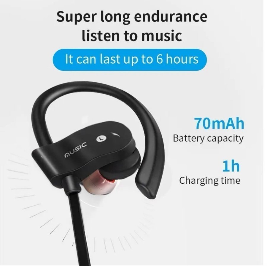 Sport Trådlöst Bluetooth-headset Löpning Stereo Musik