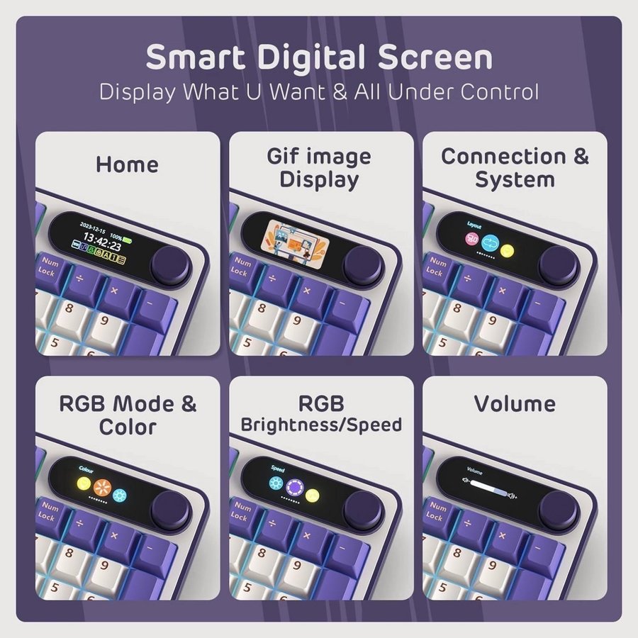 NY RK ROYAL KLUDGE S98 96% trådlöst mekaniskt tangentbord smart display BT 24G