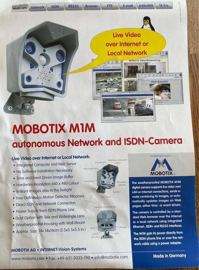 Övervakningskamera utomhus MOBOTIX MX-M1M-R32-W42 oanvänd